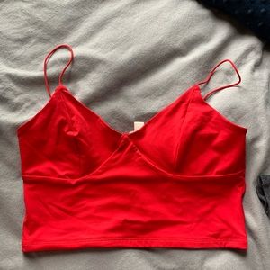 Garage red cropped tank